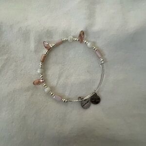 Alex and Ani Pink Crystal, White & Silver Bead Bangle Bracelet